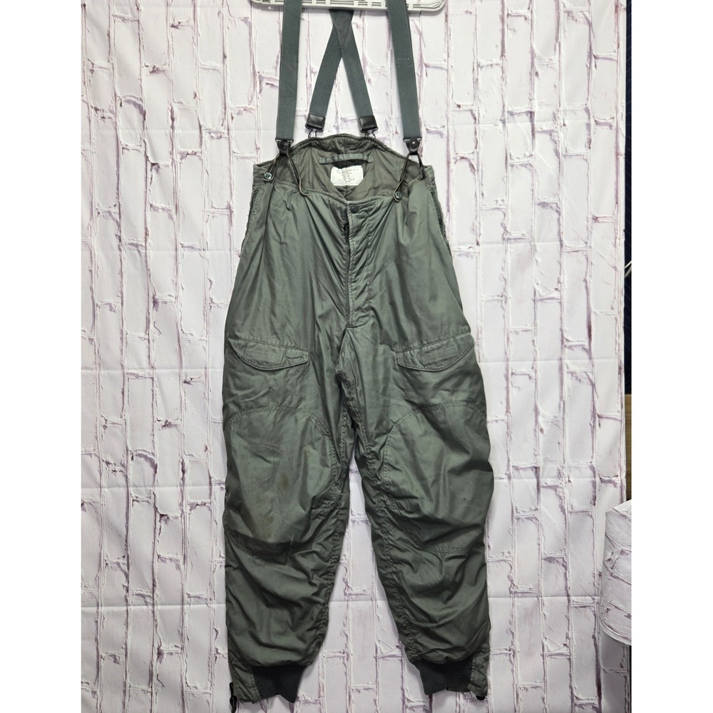 VTG 80s US Military F-1B Flight Trousers Green Extreme Cold Weather Bibs Men 36